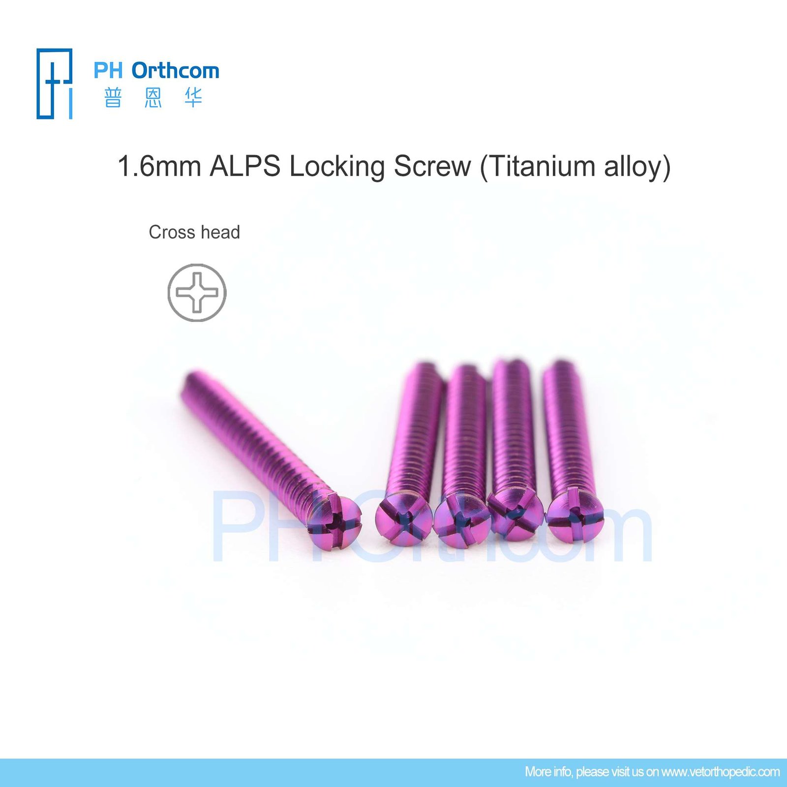 1 6mm ALPS Titanium Locking Screw 4mm Cross Head 5pcs Pack PH