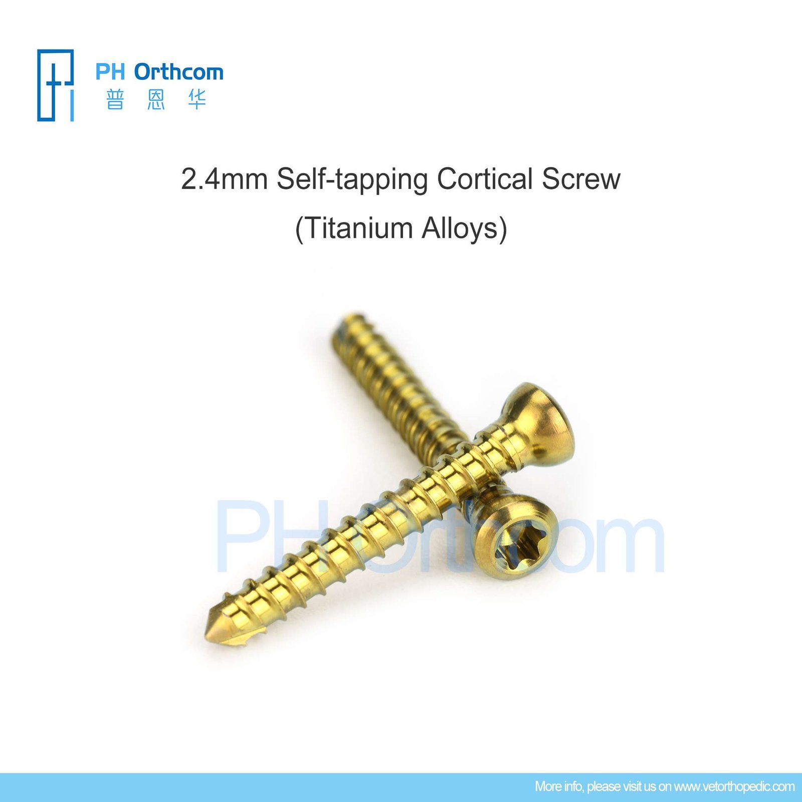 2.4mm Titanium Self-tapping Cortical Screws, Stardrive, T8, Small