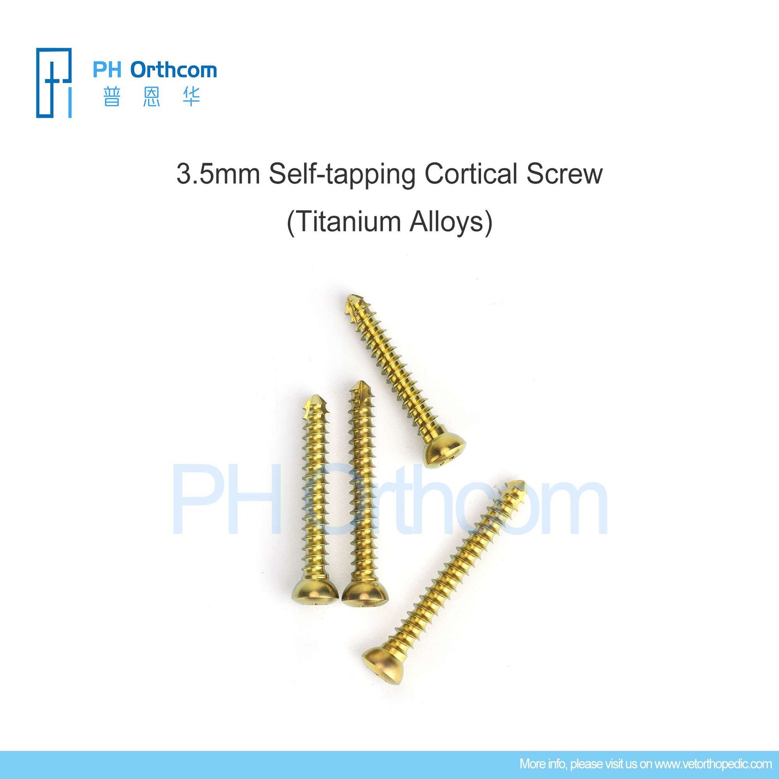 3.5mm Titanium Self-tapping Cortical Screws, Stardrive, T15, 5pcs
