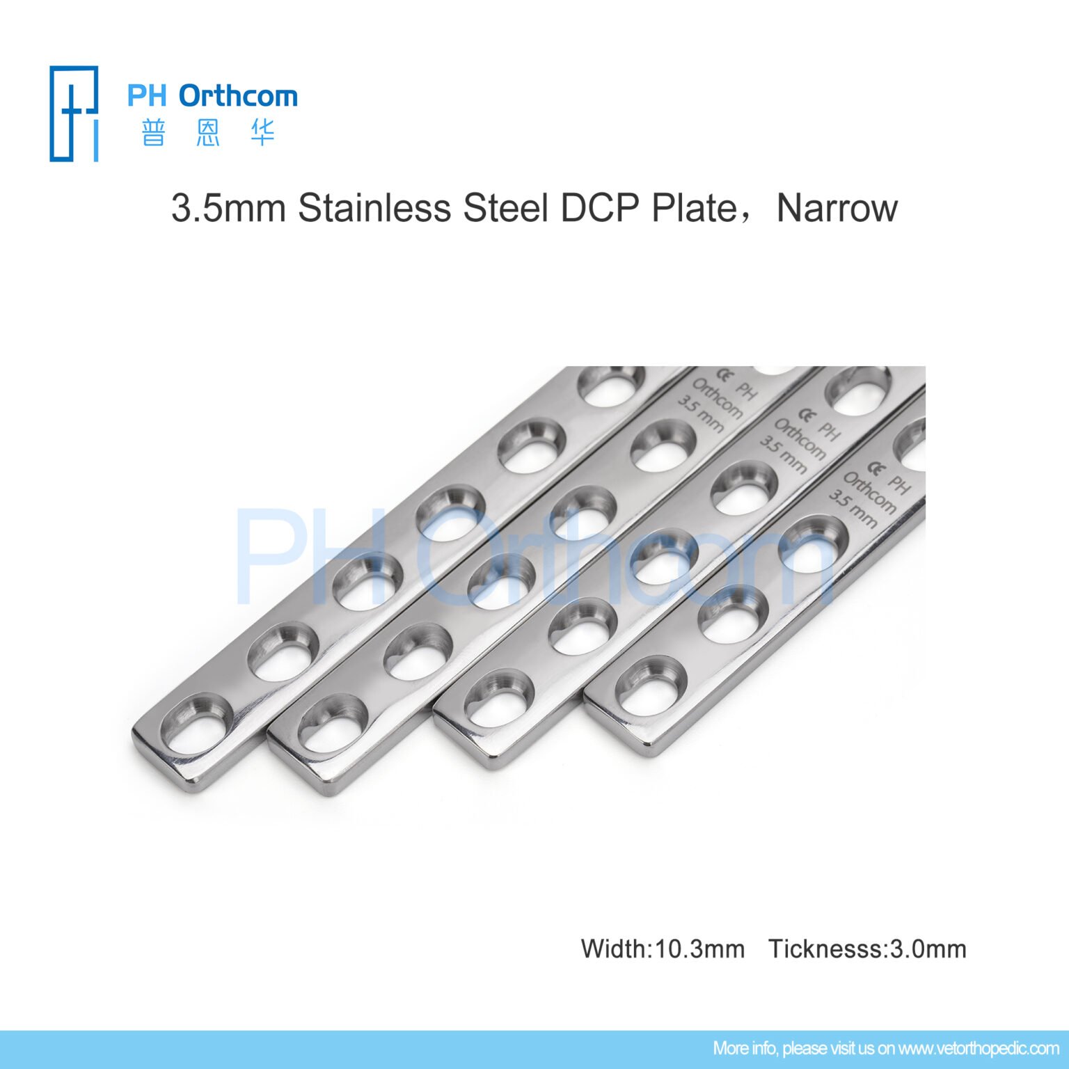 3.5mm Stainless Steel Dynamic Compression Plate (DCP), Narrow, Vet ...